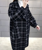 チェック柄シャギーロングチェスターコート