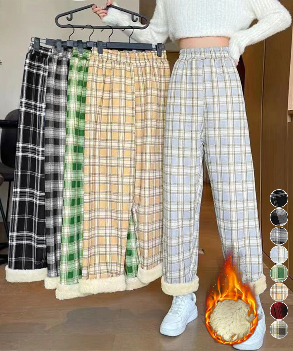裏起毛チェック柄パンツ 裏ボアパンツ防寒 詳細画像1