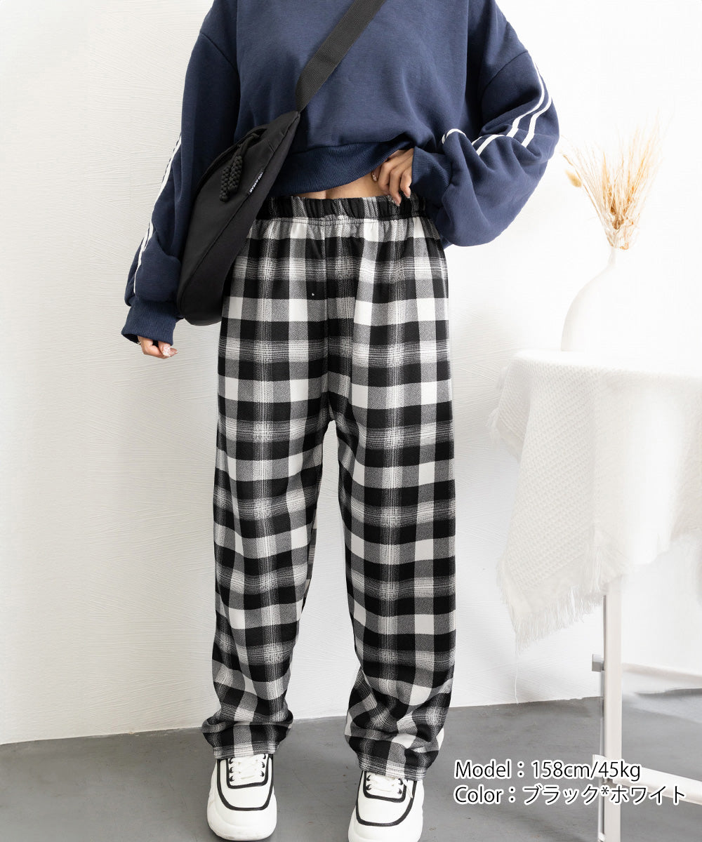裏起毛チェック柄パンツ 裏ボアパンツ防寒 詳細画像26