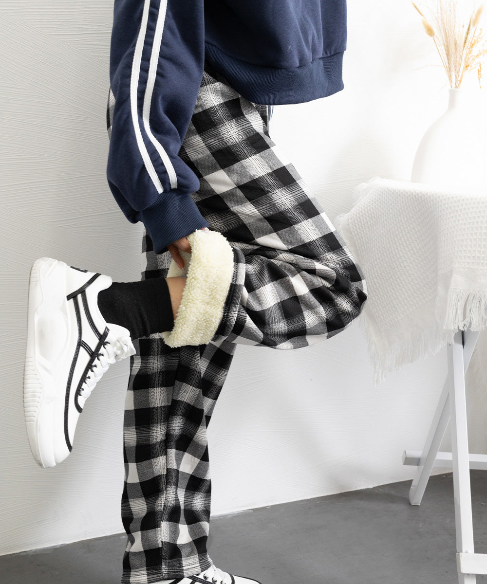 裏起毛チェック柄パンツ 裏ボアパンツ防寒 詳細画像28