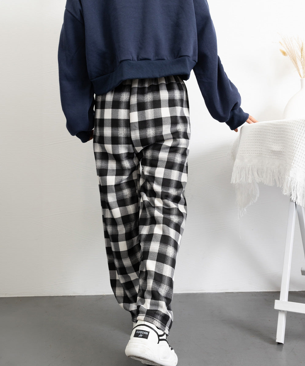 裏起毛チェック柄パンツ 裏ボアパンツ防寒 詳細画像29