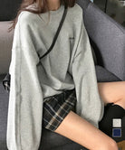 韓国風ロゴカットソーゆる ロングTシャツ