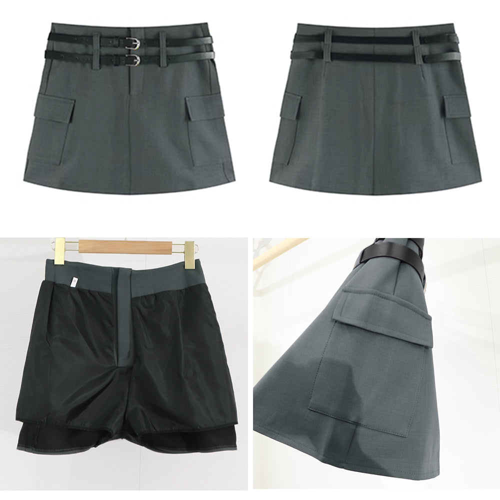 ミニスカート キュロットスカート 着やせ 詳細画像3