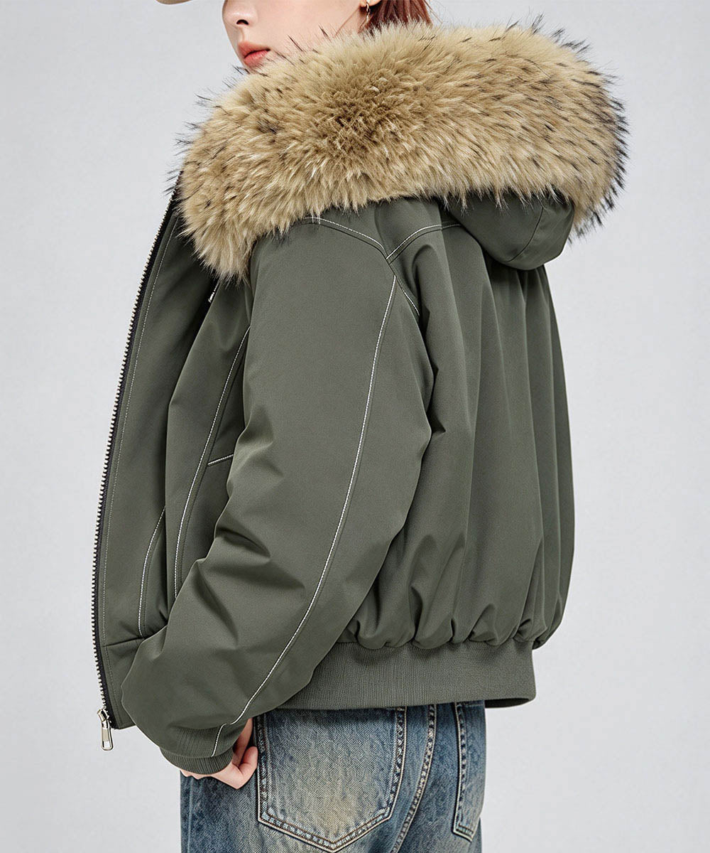 ファーフードジャケット裏ボアブルゾン冬服