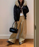 ファーフードジャケット裏ボアブルゾン冬服