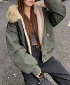 ファーフードジャケット裏ボアブルゾン冬服