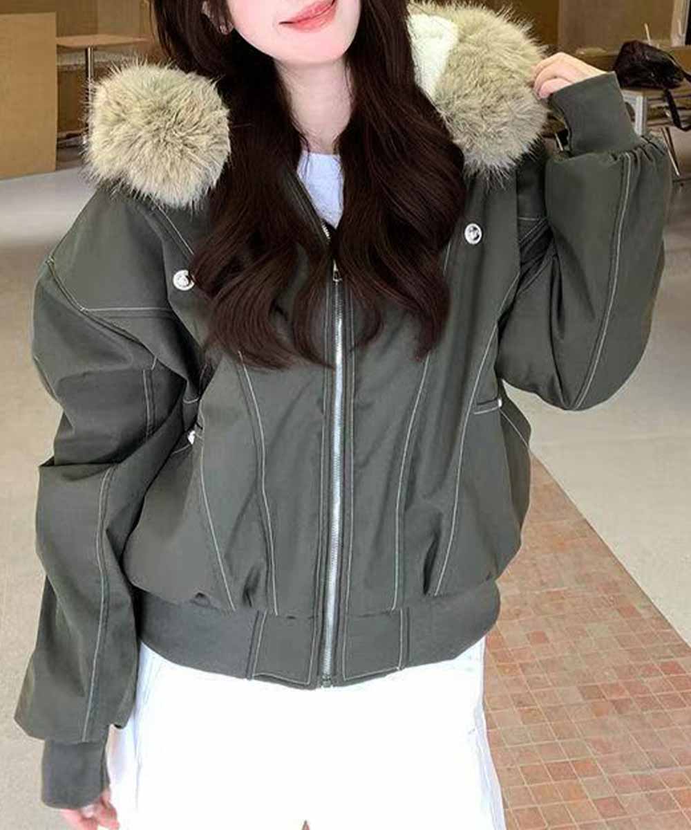 ファーフードジャケット裏ボアブルゾン冬服