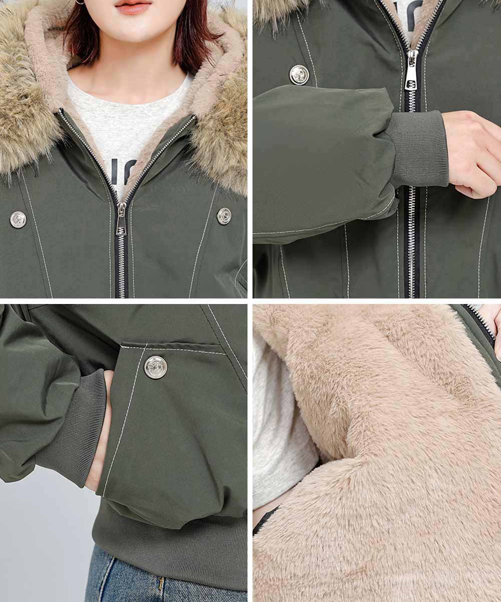 ファーフードジャケット裏ボアブルゾン冬服