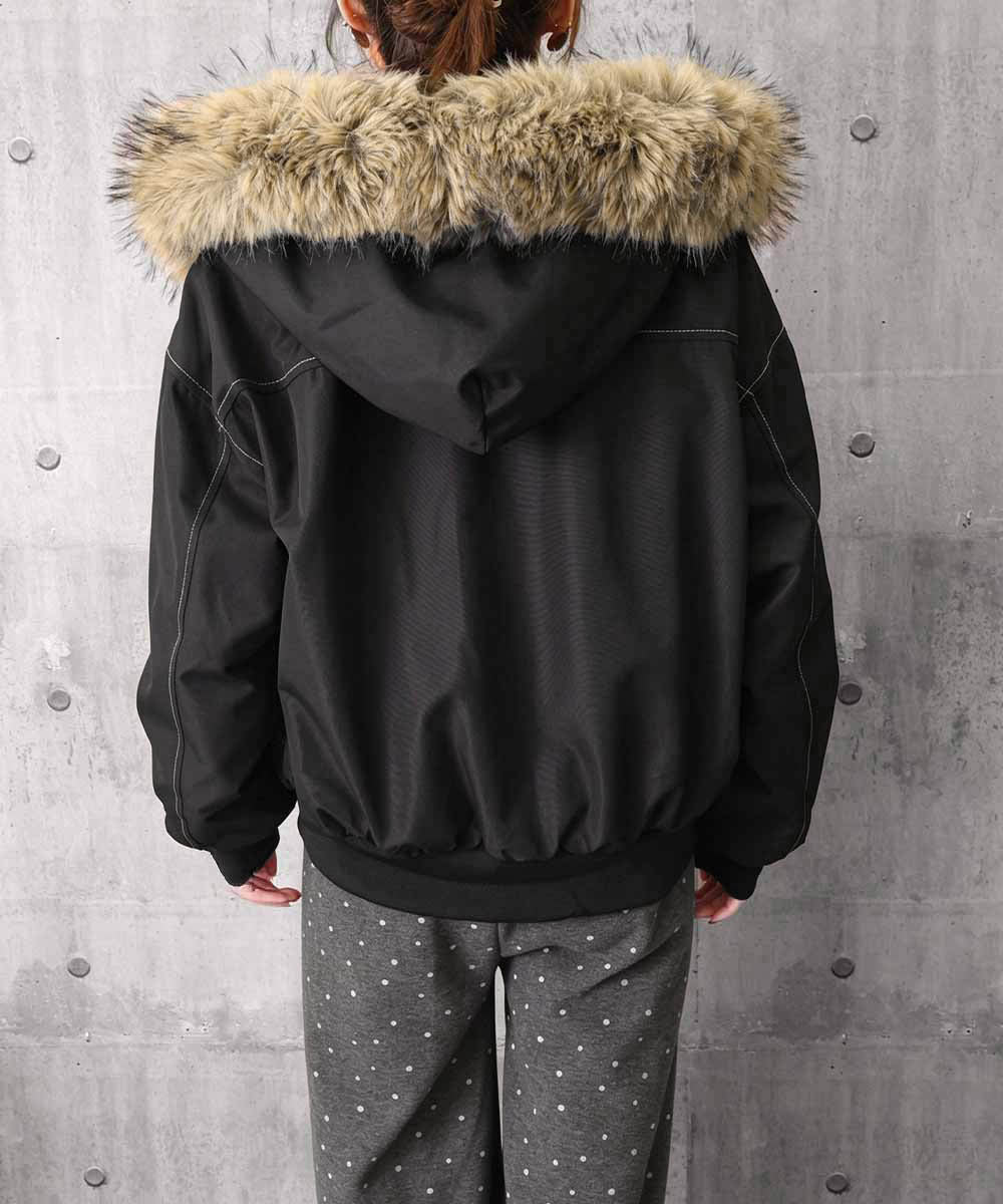 ファーフードジャケット裏ボアブルゾン冬服