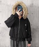 ファーフードジャケット裏ボアブルゾン冬服