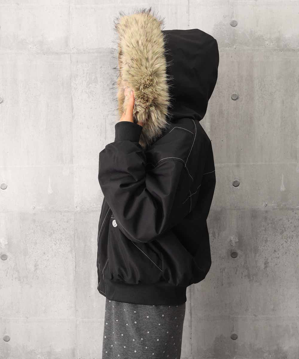 ファーフードジャケット裏ボアブルゾン冬服