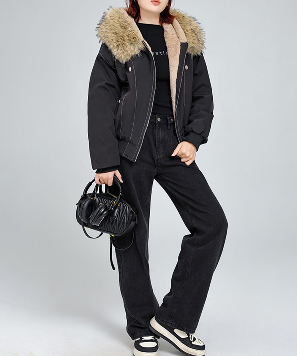ファーフードジャケット裏ボアブルゾン冬服