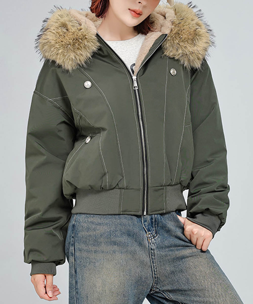 ファーフードジャケット裏ボアブルゾン冬服