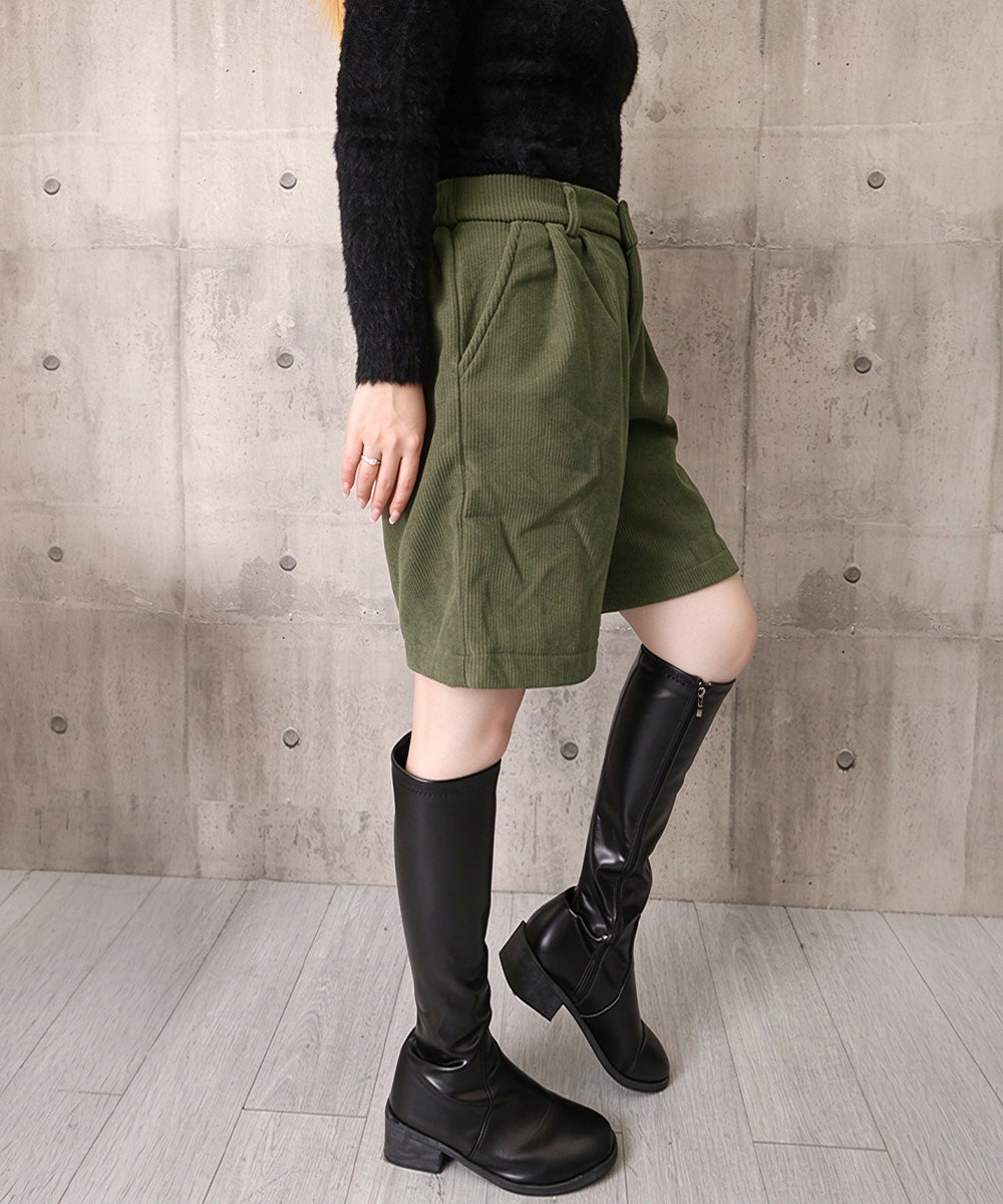 コーデュロイタックワイドハーフパンツ秋冬