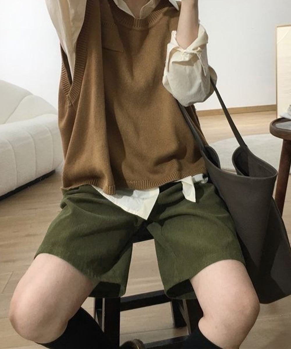 コーデュロイタックワイドハーフパンツ秋冬