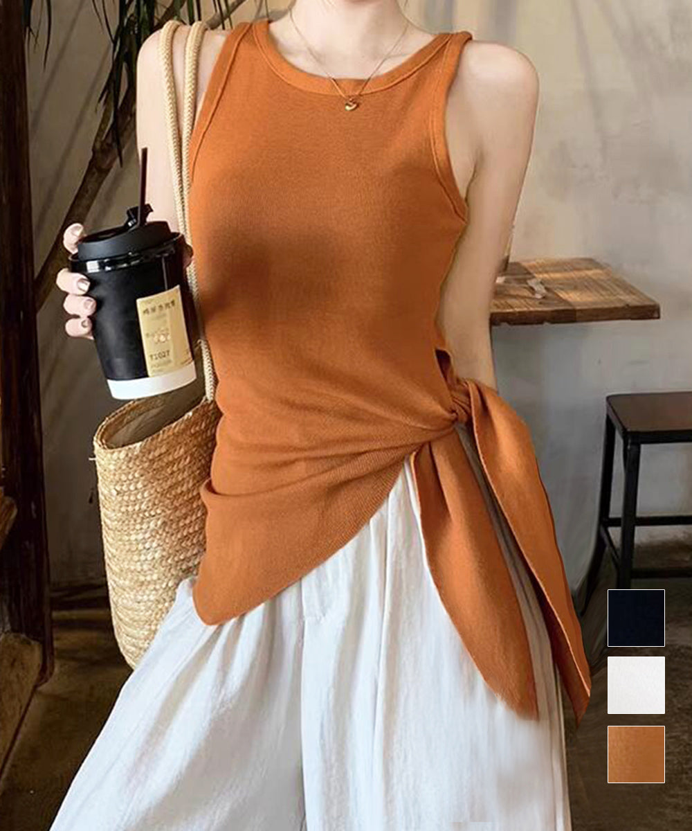 タンクトップ 韓国風 サイドスリット夏服 詳細画像1