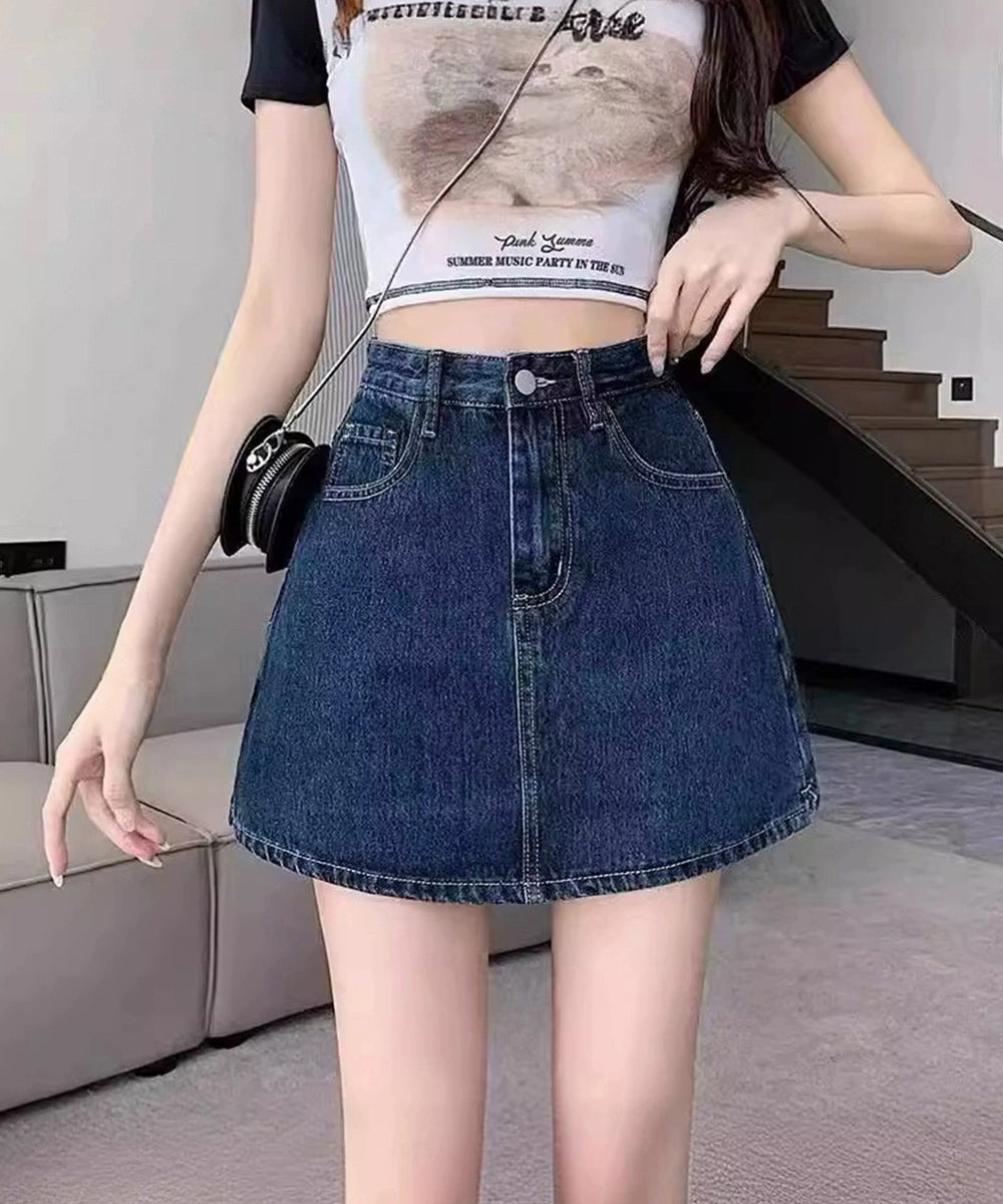 デニムスカパンハイウエストショートパンツ レディース チラ見せ防止キュロットスカート 美尻美脚Aラインスカパン 着やせミニ丈スカート お洒落脚長ショーパン 韓国風 80CHUNTAI-002