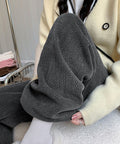 裏起毛ワイドパンツ あったかニットパンツ レディース ハイウエストイージーパンツ 裏ファーストレートパンツ厚手 暖かいロングパンツ 着やせ美脚脚長 韓国風ボトムス 80DANL-001