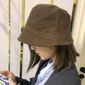 ステッチバケットハット レディース韓国風 ブラウン
