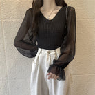 レディース ニットトップス  韓国 秋服 ブラック
