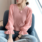 レディース ニットトップス  韓国 秋服 ピンク