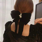 ビッグリボンバレッタ韓国ヘアアクセサリー ブラック