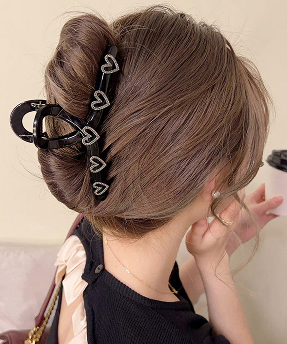 ヘアクリップ おしゃれバンスクリップ韓国 エナメル*5つハート