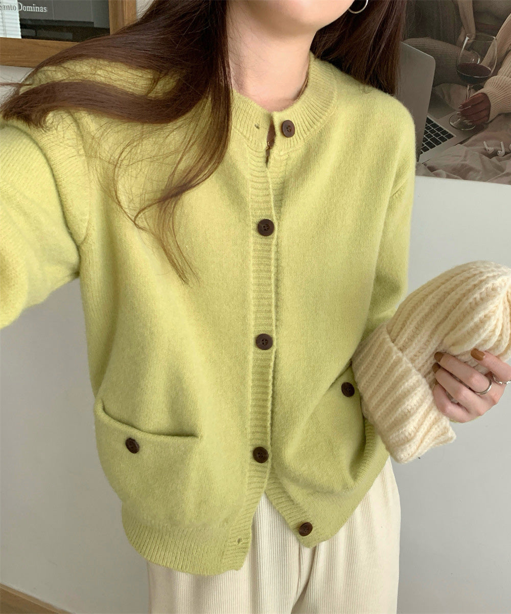 ニットカーディガン ポケット付き 秋冬服 レディース 大人可愛いニット羽織り シンプルニットトップス カジュアルきれいめ ニットアウター おしゃれ ニットセーター 80MEIREN-023