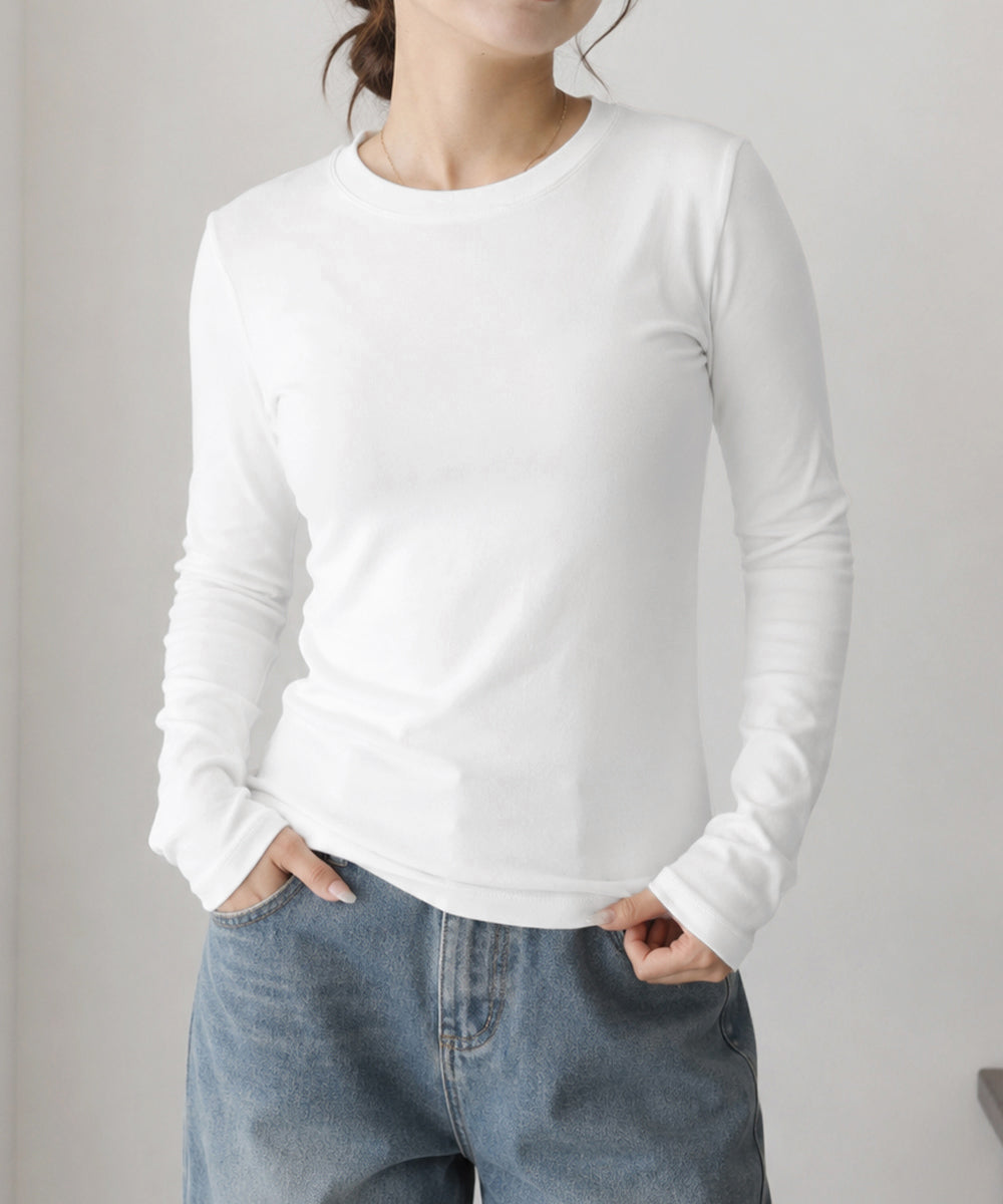 長袖Tシャツレディース無地ロンTインナー ホワイト