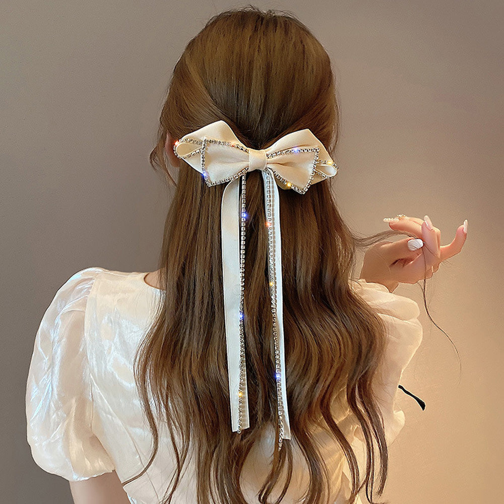 ビッグリボン バレッタ 韓国 ヘアアクセ アイボリー