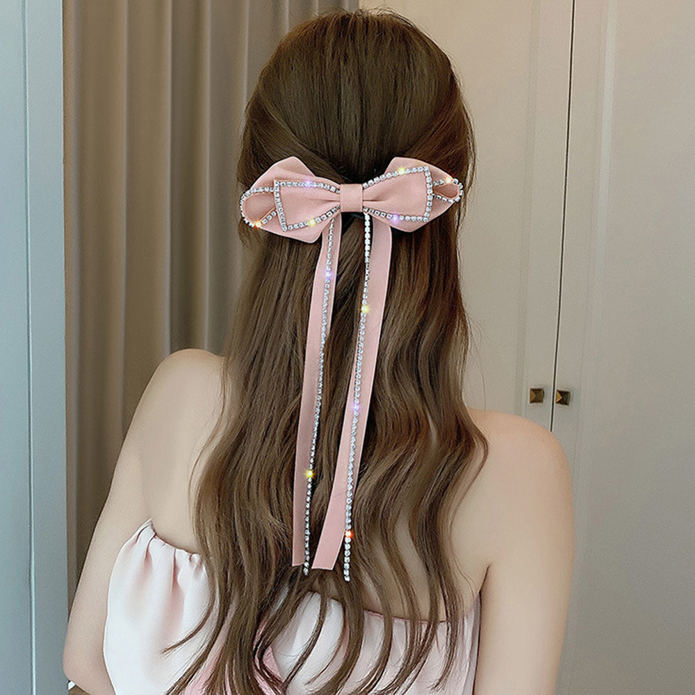 ビッグリボン バレッタ 韓国 ヘアアクセ ピンク