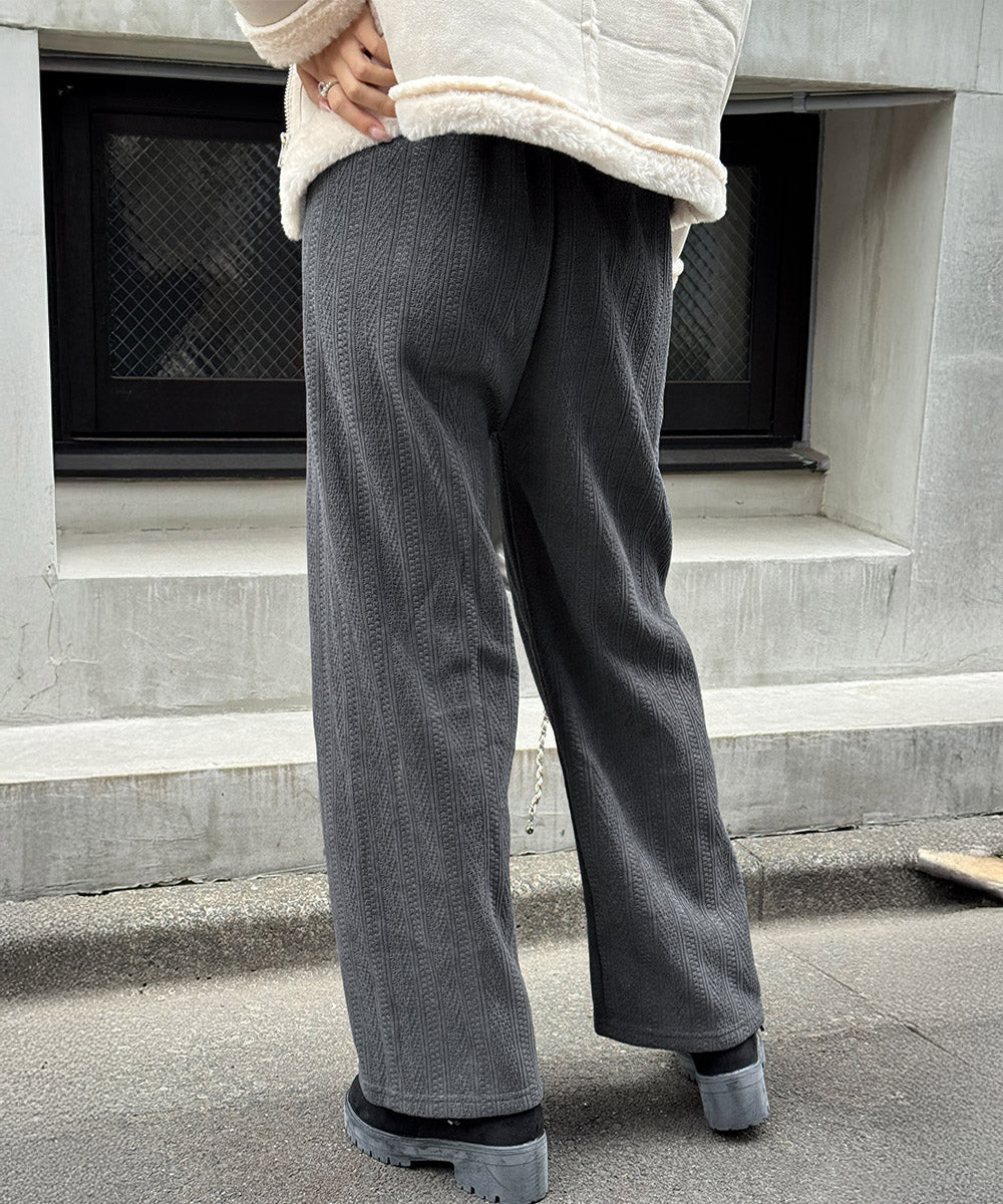 裏起毛ワイドパンツ あったかニットパンツ