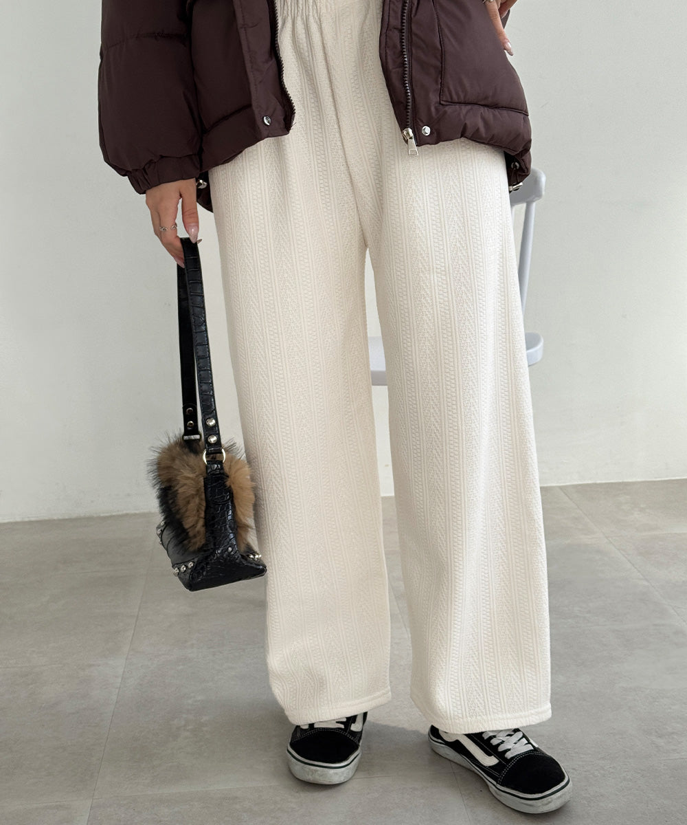 裏起毛ワイドパンツ あったかニットパンツ