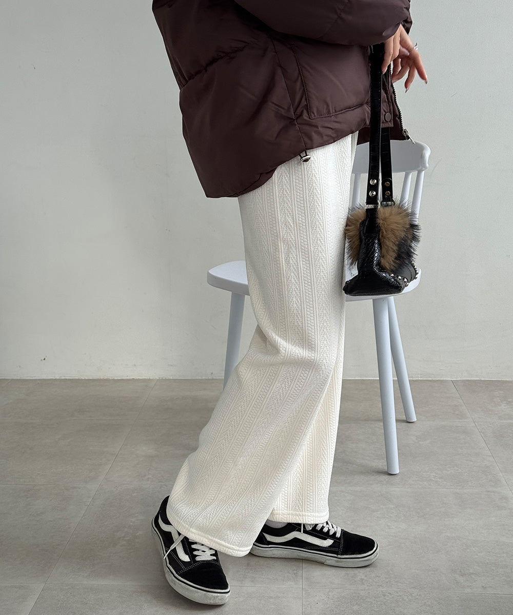 裏起毛ワイドパンツ あったかニットパンツ