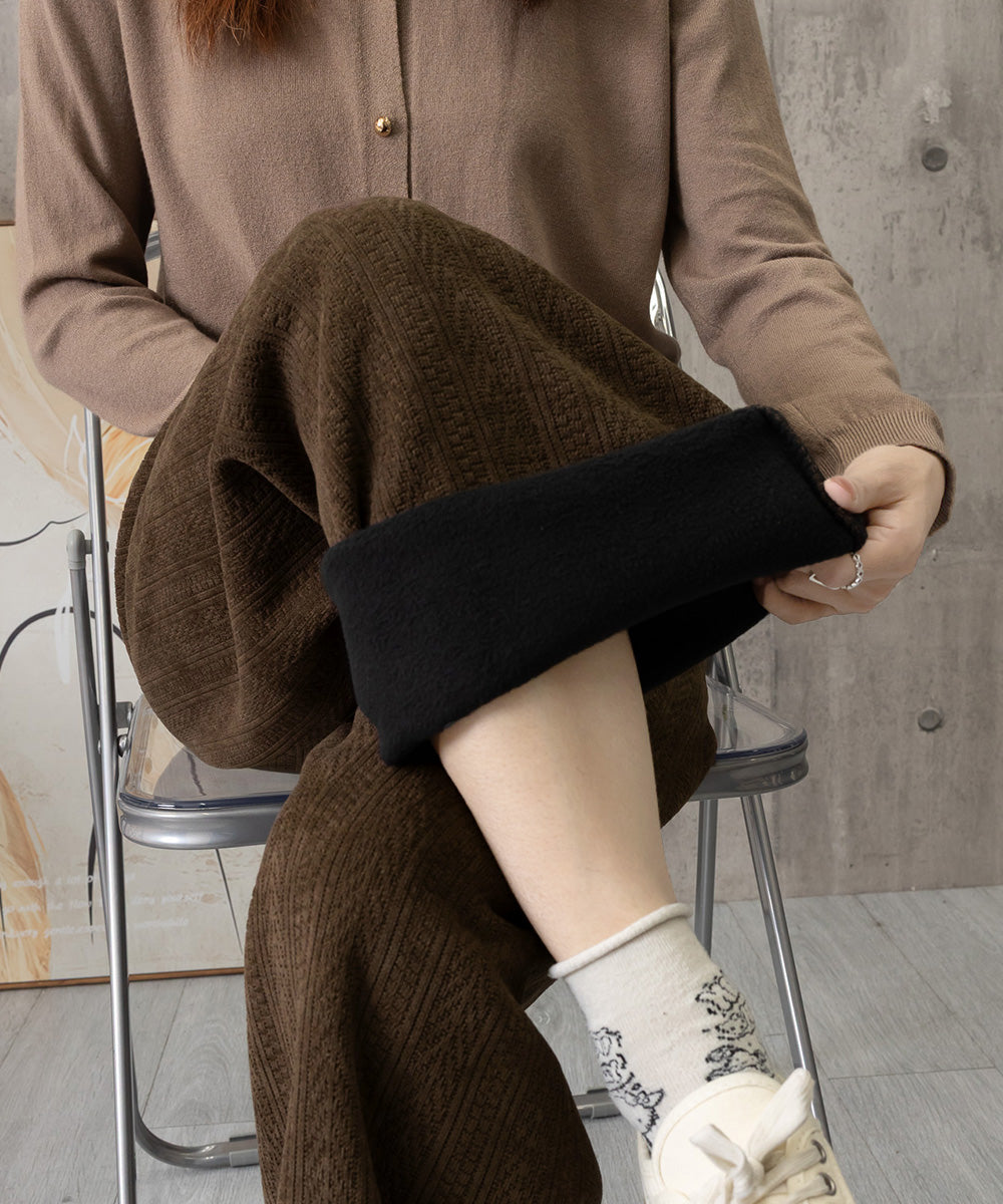 裏起毛ワイドパンツ あったかニットパンツ
