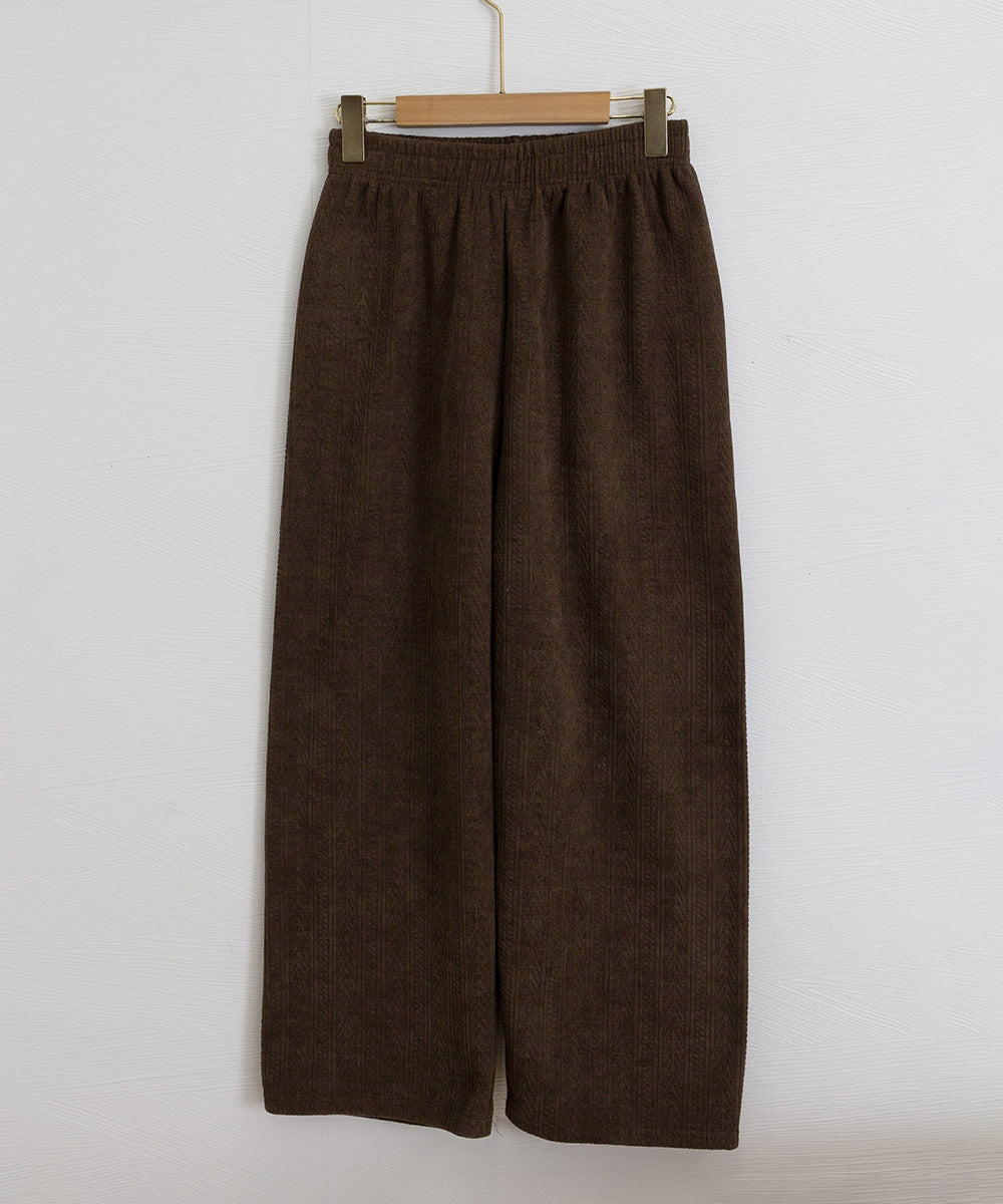 裏起毛ワイドパンツ あったかニットパンツ