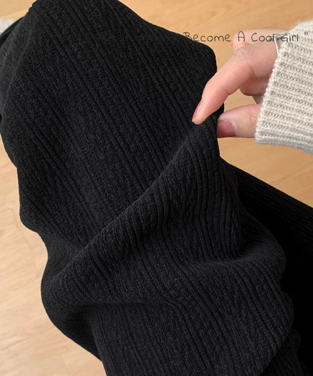 裏起毛ワイドパンツ あったかニットパンツ
