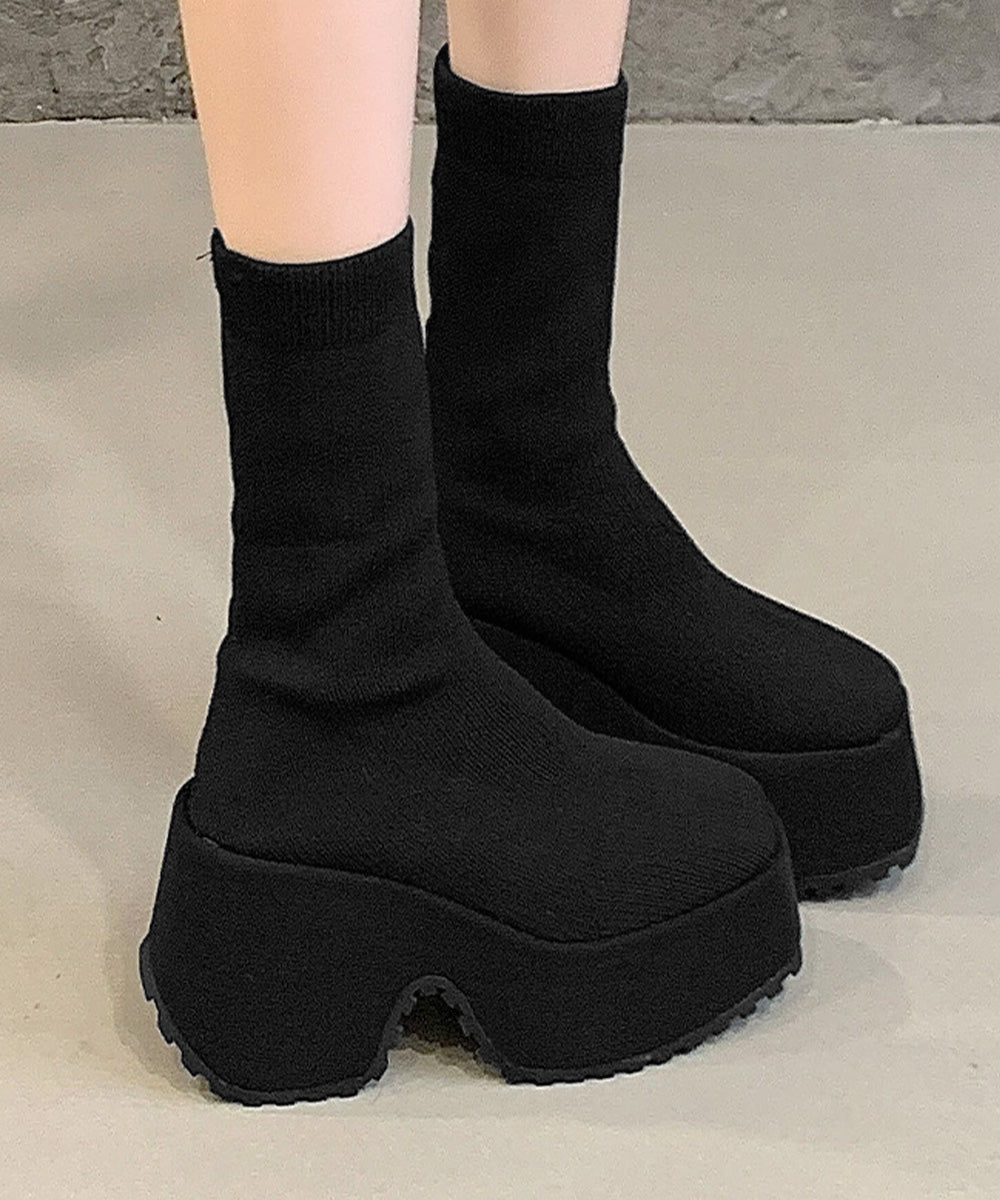 厚底ストレッチソックスブーツスクエアトゥ 詳細画像11