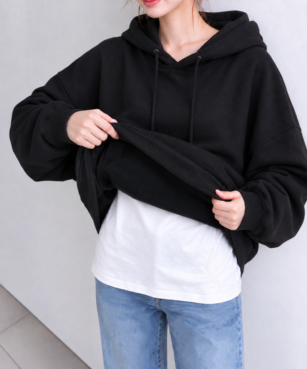 ワンポイントバックプリントパーカー秋冬