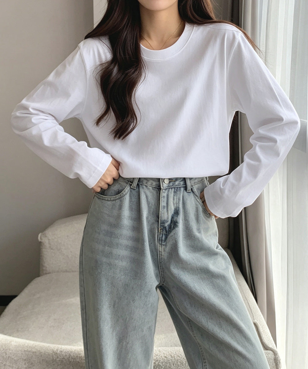 長袖TシャツカットソークルーネックロンT 詳細画像9