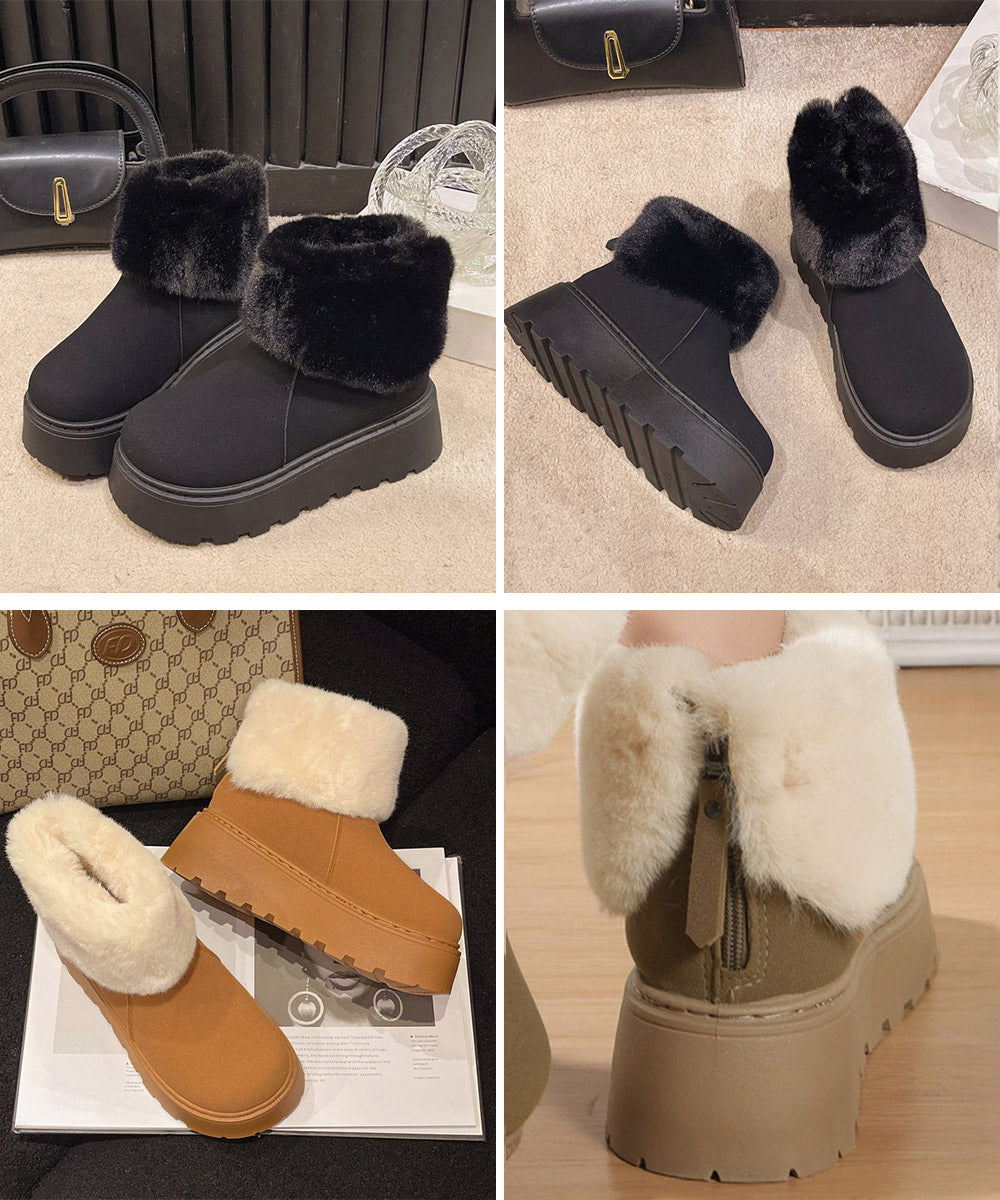 厚底ムートンブーツ 裏起毛ショートブーツ