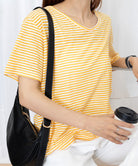 ボーダー柄Tシャツ Vネックカットソー夏 詳細画像22