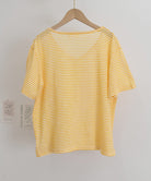 ボーダー柄Tシャツ Vネックカットソー夏 詳細画像27
