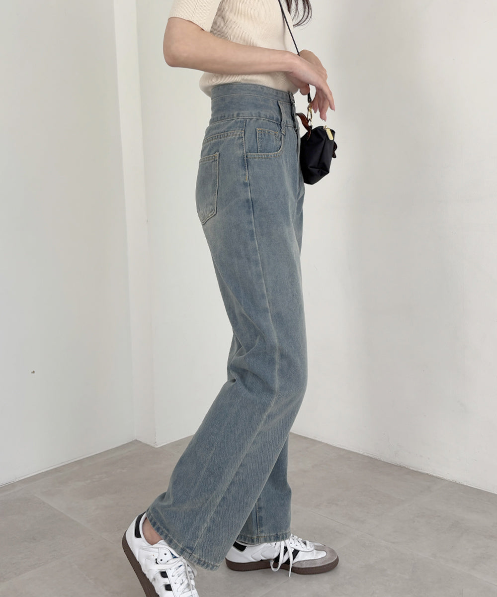 ハイウエスト デニムパンツ レディース 詳細画像17