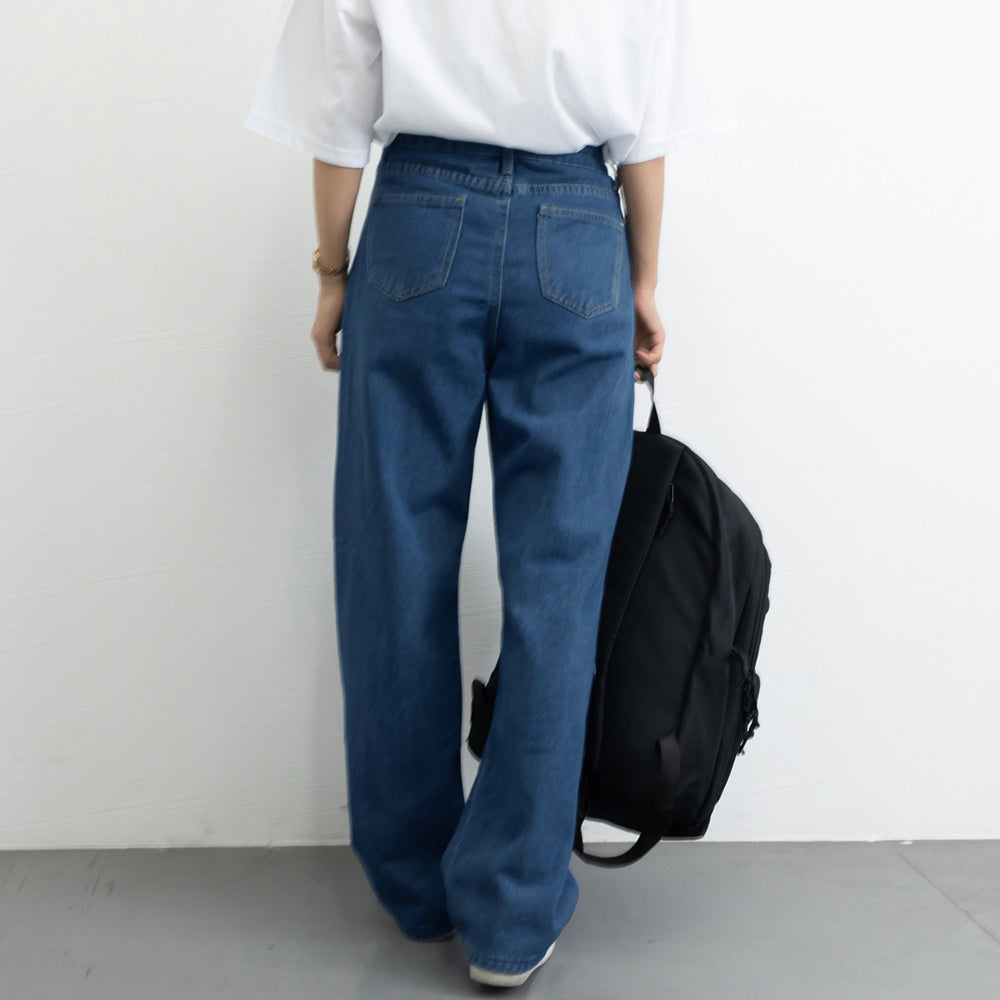 ストレートデニム ウエストレイヤード風