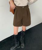 タックショートパンツウール風ワイドパンツ 詳細画像14