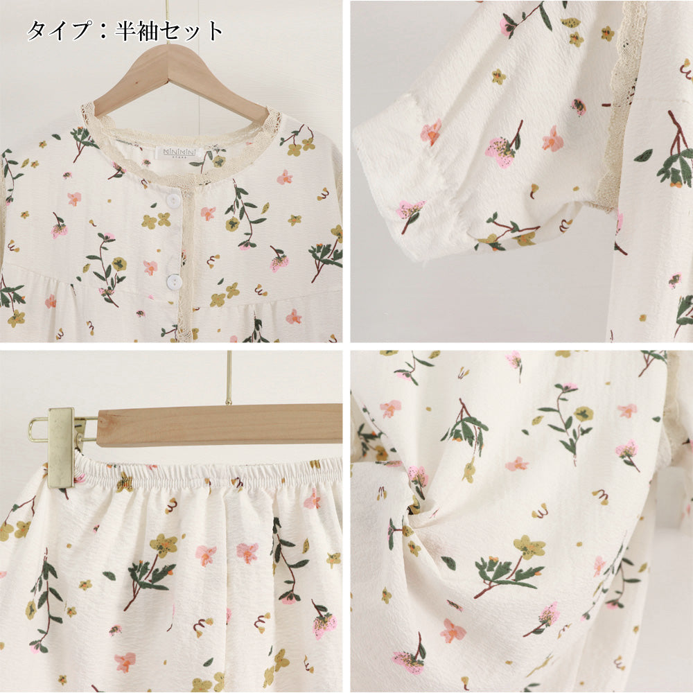 セットアップルームウェア 花柄ワンピース 詳細画像4