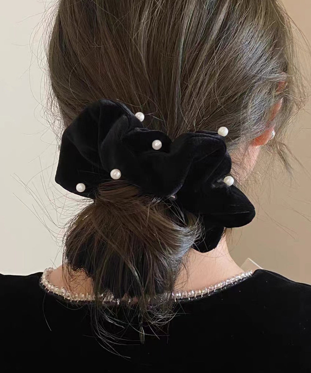 パール ヘアリング シュシュ 大人っぽい ブラック