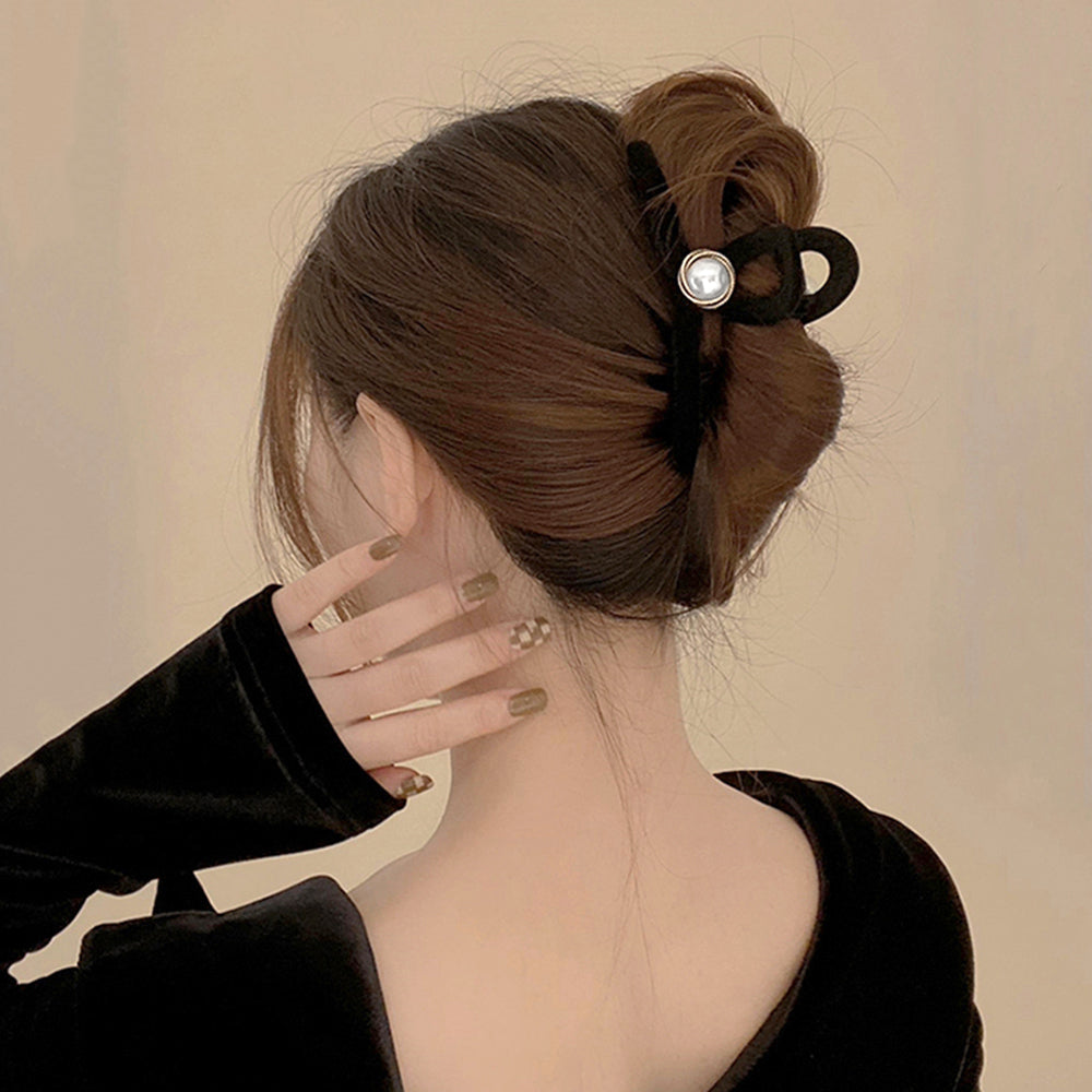 ヘアクリップ レディース 黒 ベルベット ブラック
