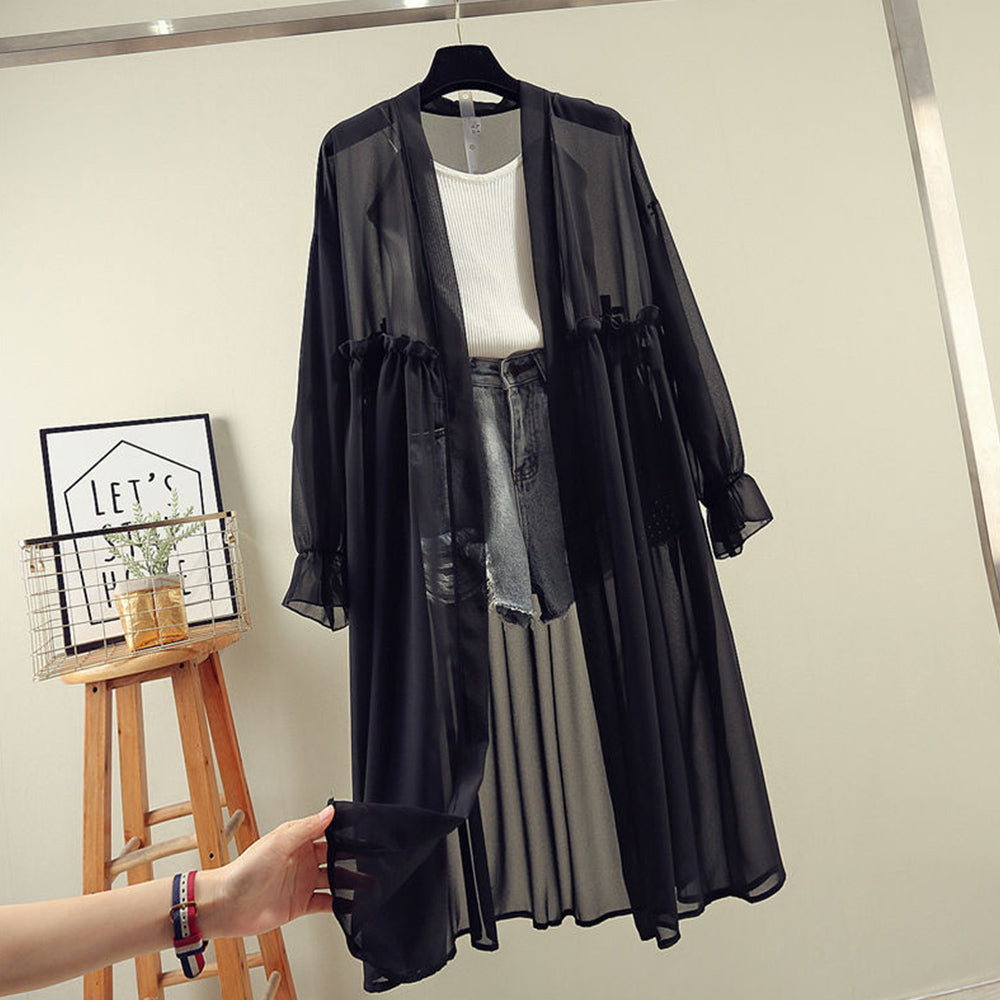 サマーカーディガン レディース シフォン ブラック